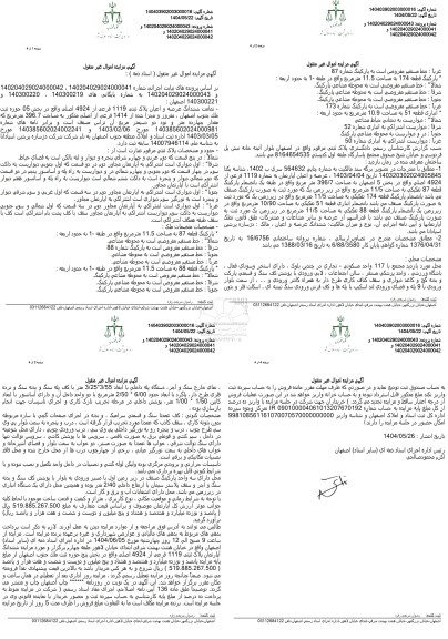 مزایده ششدانگ عرصه و اعیان پلاک ثبتی 1119 فرعی از 4924 اصلی 