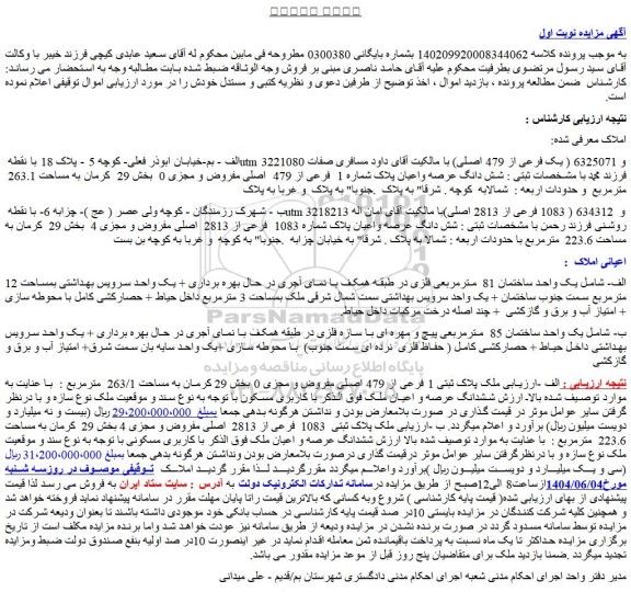 مزایده یک واحد ساختمان 81 مترمربعی