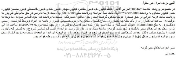 مزایده توقیف 18 ساعت آب کشاورزی از یک حلقه چاه کشاورزی