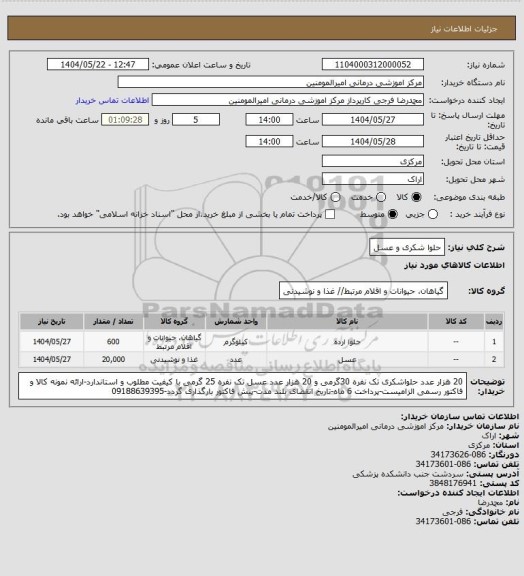 استعلام حلوا شکری و عسل