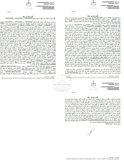 مزایده فروش یک قطعه آپارتمان نوع ملک طلق با کاربری مسکونی به پلاک ثبتی 120 فرعی از 70 اصلی