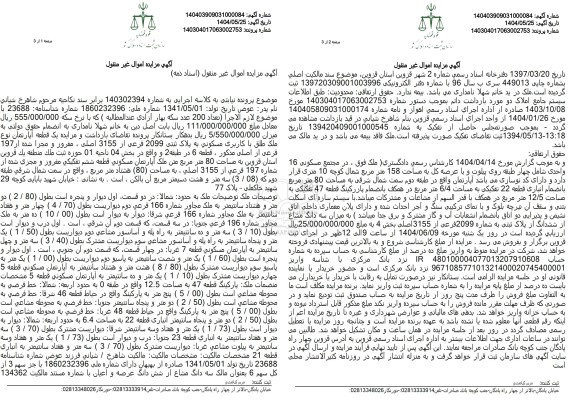 مزایده فروش یک قطعه آپارتمان مسکونی به مساحت 80 مترمربع