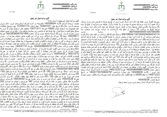 مزایده ششدانگ یک قطعه زمین به پلاک ثبتی 3922 فرعی از سه اصلی به مساحت 180 متر مربع