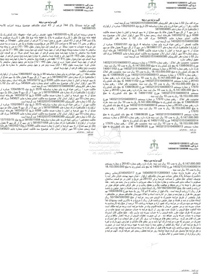 مزایده ششدانگ پلاک 744 فرعی از 43 اصلی   