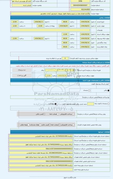 مزایده ، واگذاری فضای مازاد در شهرستانهای اهواز، بهبهان، خرمشهر، آبادان، ماهشهر