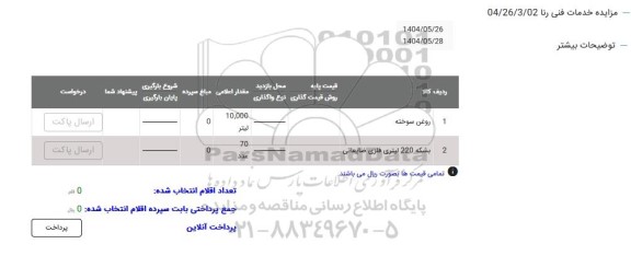 مزایده  روغن سوخته ....