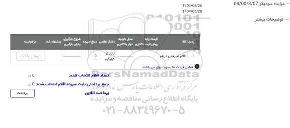 مزایده اقلام ضایعاتی درهم