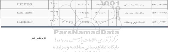 استعلام ELEC ITEMS...