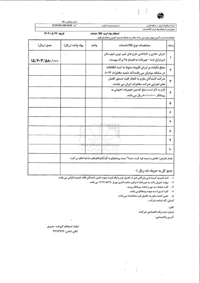 استعلام اجرای حفاری و کابلکشی طرح های فیبر نوری ...