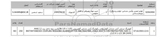 استعلام لوازم ایمنی وآتش نشانی- لوازم پزشکی وبیمارستانی