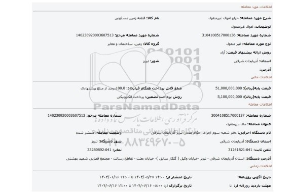 مزایده، اموال غیرمنقول