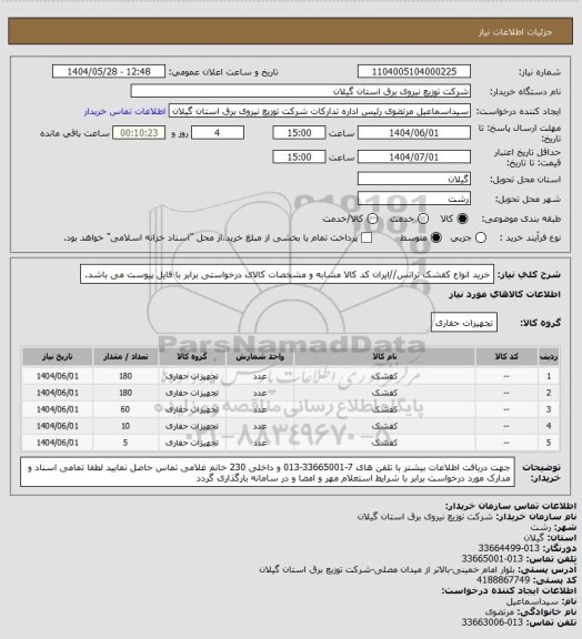 استعلام خرید انواع کفشک ترانس//ایران کد کالا مشابه و مشخصات کالای درخواستی برابر با فایل پیوست می باشد.
