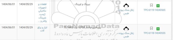 استعلام قطعات و تجهیزات مکانیکی (پمپ، بلبرینگ، واشر و...
