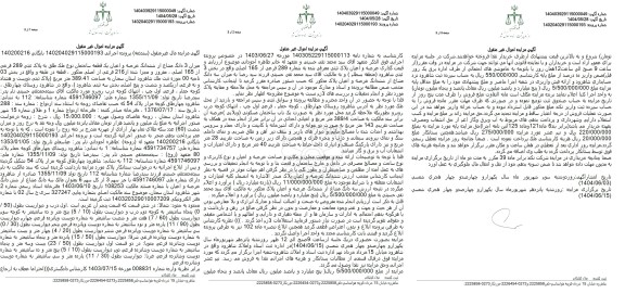 مزایده فروش ملک طلق به پلاک ثبتی 289 فرعی از 165 اصلی 