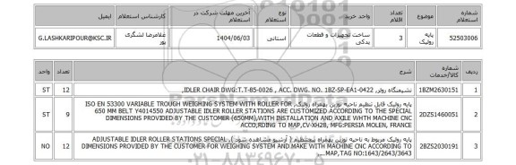 استعلام پایه رولیک