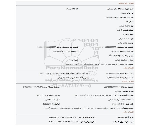 مزایده، غیرمنقول