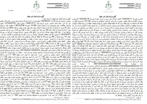 مزایده فروش ملک با پلاک ثبتی 8969 فرعی از 10 اصلی