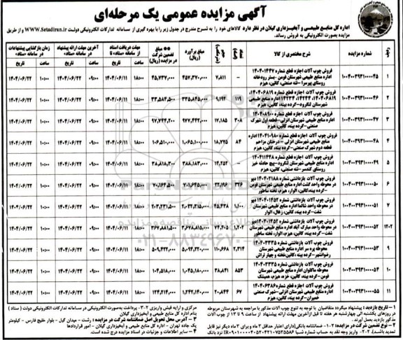مزایده فروش چوب آلات...