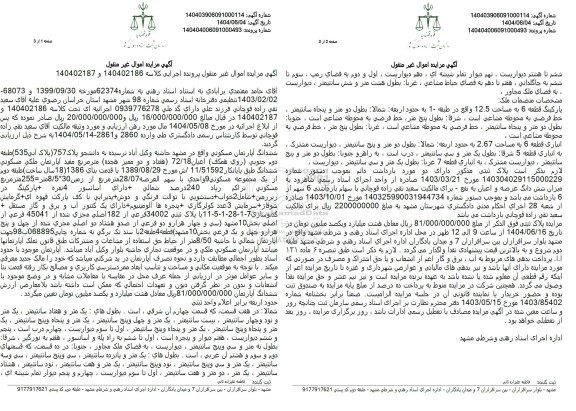 مزایده فروش آپارتمان مسکونی