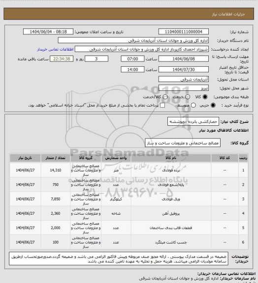استعلام حصارکشی بانرده دوپوششه