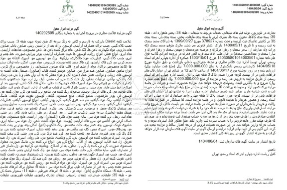 مزایده فروش علامت تجاری، علامت کلمه Dirkt دایرکت به فارسی و لاتین به رنگ سرمه ای ....