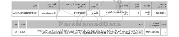 استعلام کلمپ ریل