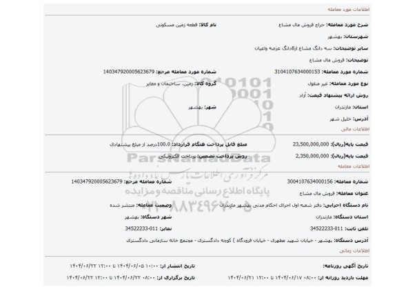 مزایده، فروش مال مشاع