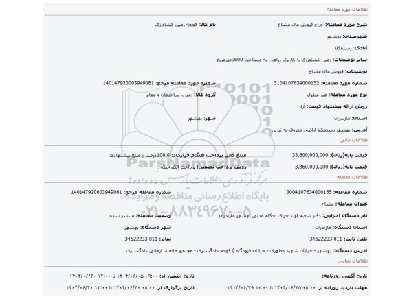 مزایده، فروش مال مشاع