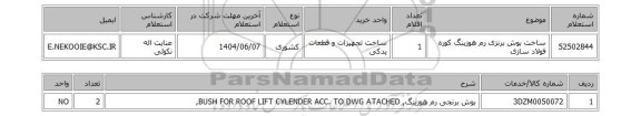 استعلام ساخت بوش برنزی رم هوزینگ کوره فولاد سازی