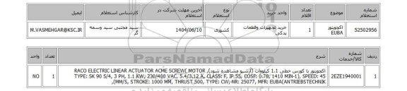 استعلام اکچویتور EUBA