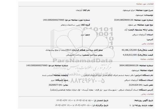 مزایده، غیرمنقول