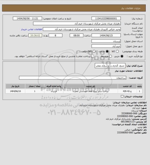 استعلام جدول گذاری و زیرسازی معابر