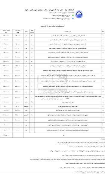 استعلام حفر چاه دستی در بخش مرکزی - برگزاری مجدد مرتبه دوم 