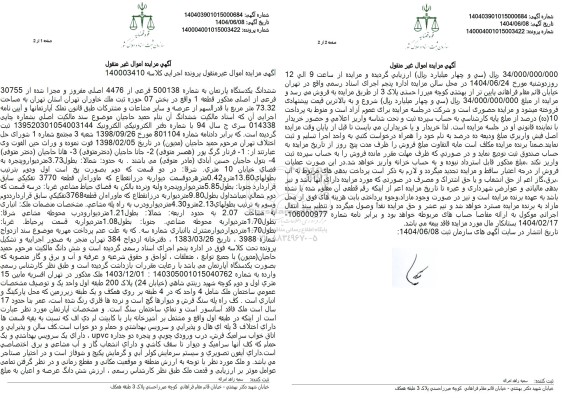 مزایده ششدانگ یک دستگاه آپارتمان 