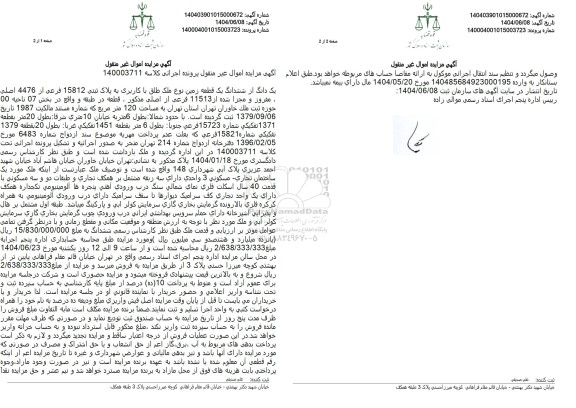 مزایده ششدانگ یک قطعه زمین