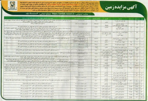 مزایده واگذاری تعدادی از قطعات در سطح شهر