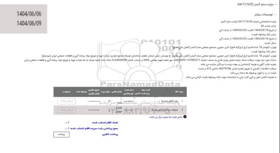 مزایده بوش- ضایعات مواد PP