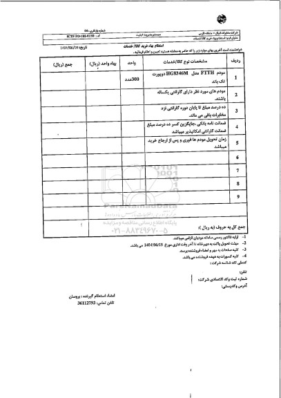 استعلام مودم FTTH مدل HG8346M