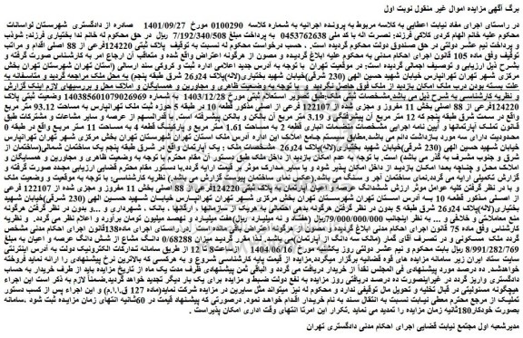 مزایده میزان 0/68288 دانگ مشاع از شش دانگ عرصه و اعیان ملک 