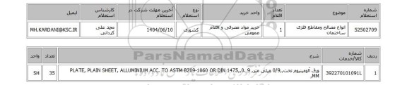 استعلام انواع مصالح ومقاطع فلزی ساختمان