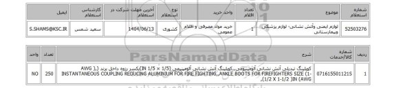 استعلام لوازم ایمنی وآتش نشانی- لوازم پزشکی وبیمارستانی