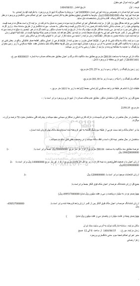 مزایده ملک به پلاک ثبتی 8 فرعی از 3628 اصلی مفروز و مجزی شده از 3628 فرعی از اصلی