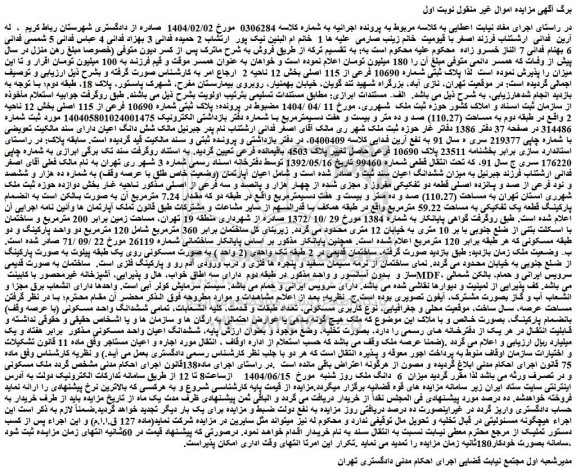 مزایده ملک پلاک ثبتى شماره 10690 فرعى از 115 اصلى