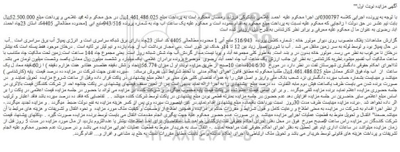 مزایده یک ساعت آب چاه احمد آباد رضوی