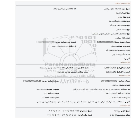 مزایده، سرقفلی