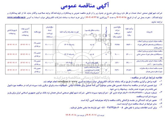 مناقصه عملیات اجرای زیرسازی آسفالت و جدولگذاری واحدهای کارگاهی و...