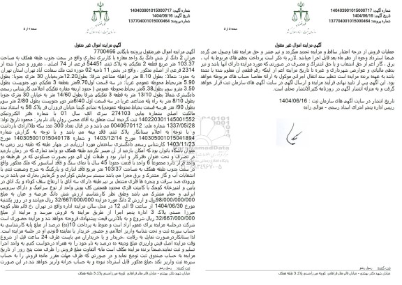 مزایده فروش یک واحد مغازه با کاربری تجاری 