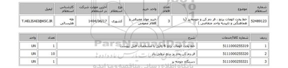 استعلام خط پخت اتومات برنج ، فر دم کن و جوجه پز (با هماهنگی و تاییدیه واحد متقاضی )