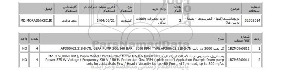 استعلام توربوماشینها(فنها - کمپرسورها - پمپها - توربین ها)
