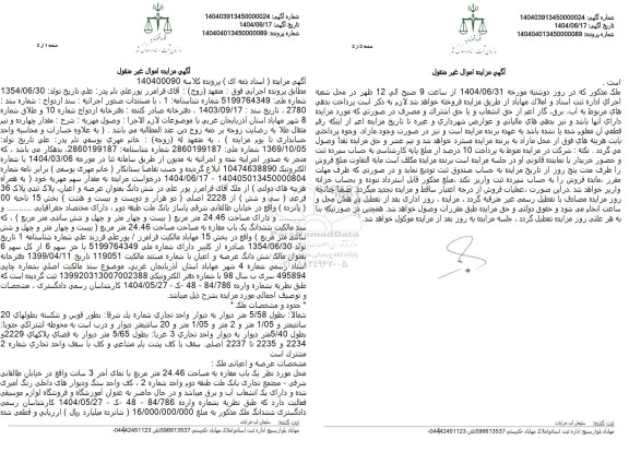 مزایده فروش یک باب مغازه به مساحت 24.46 مترمربع